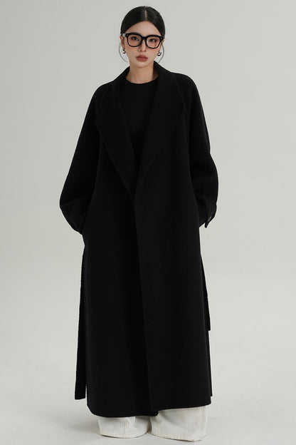 High-End Long Lapel Wool Reversible Coat