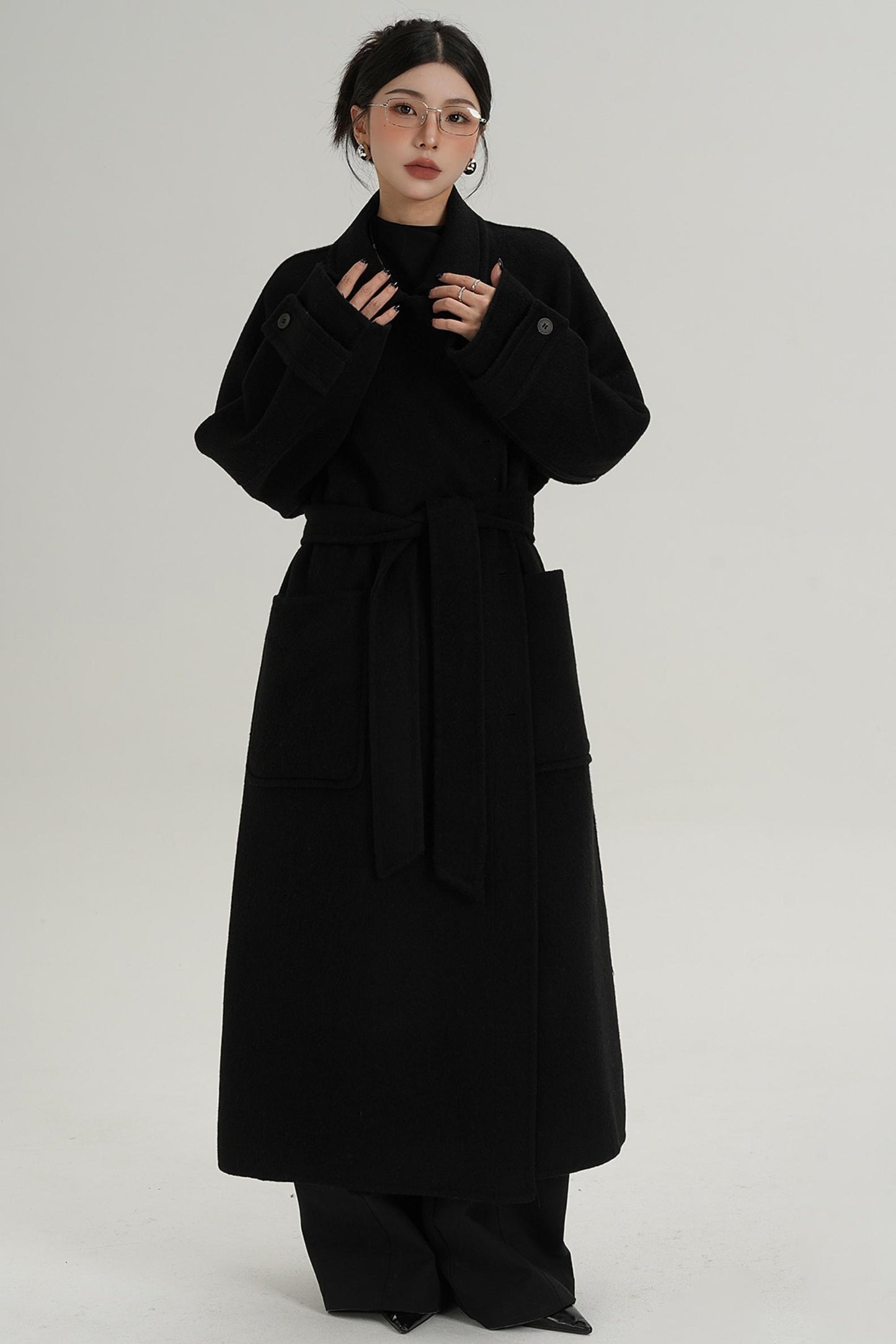 Stand-Up Wool Long Coat