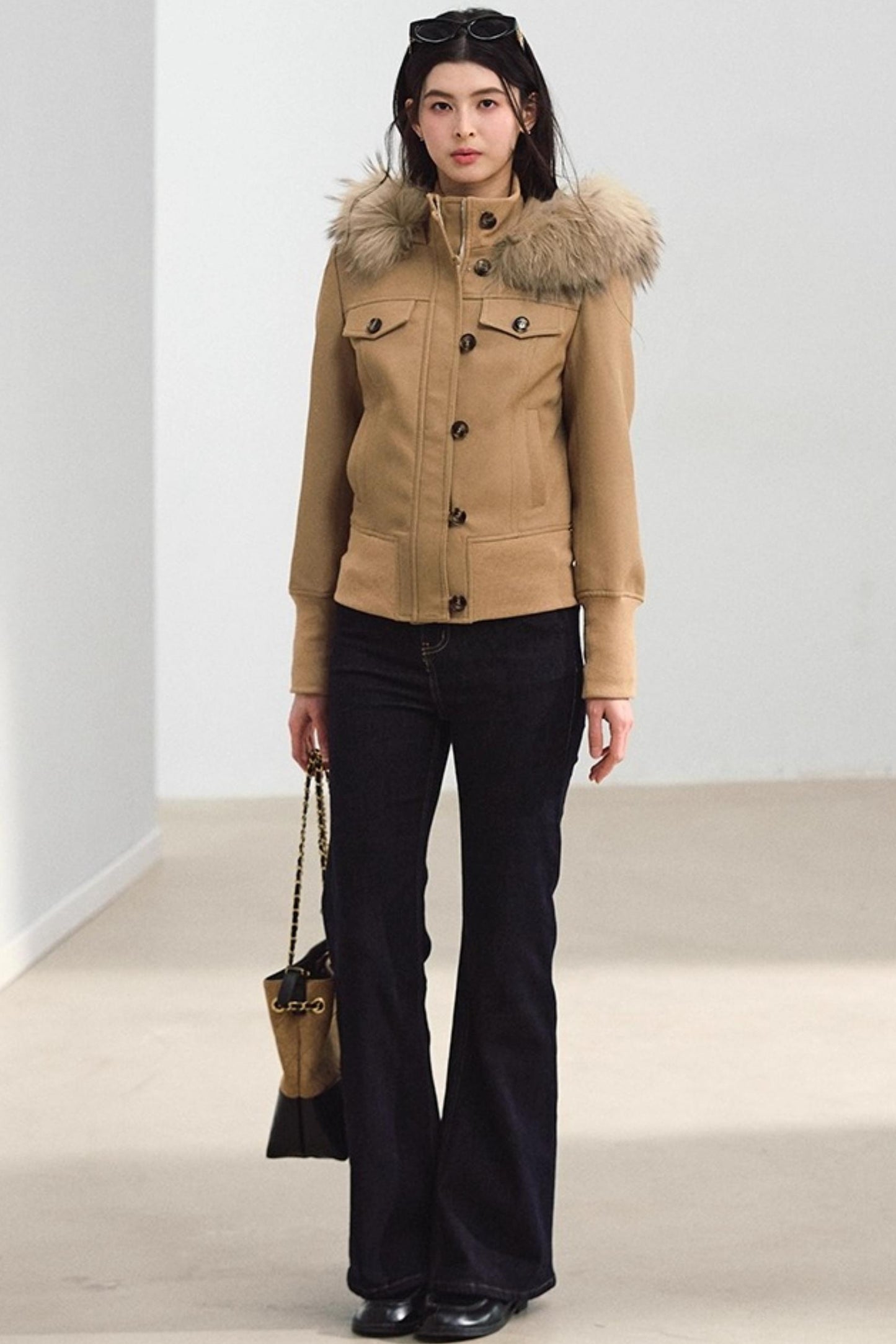 Fur Collar Khaki Jacket
