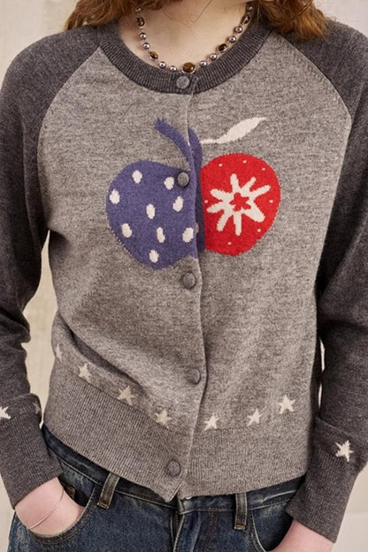 Apple Wool Blend Slim Fit Knitted Cardigan