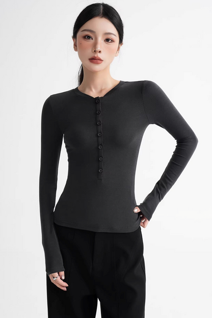 Wool Lyocell Henley Top