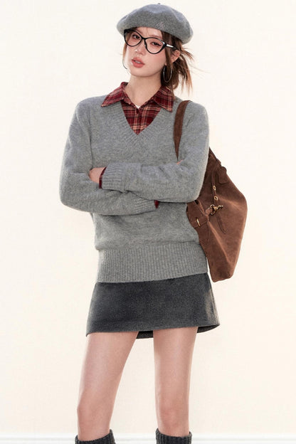 Woolen A-Line Culottes Skirt