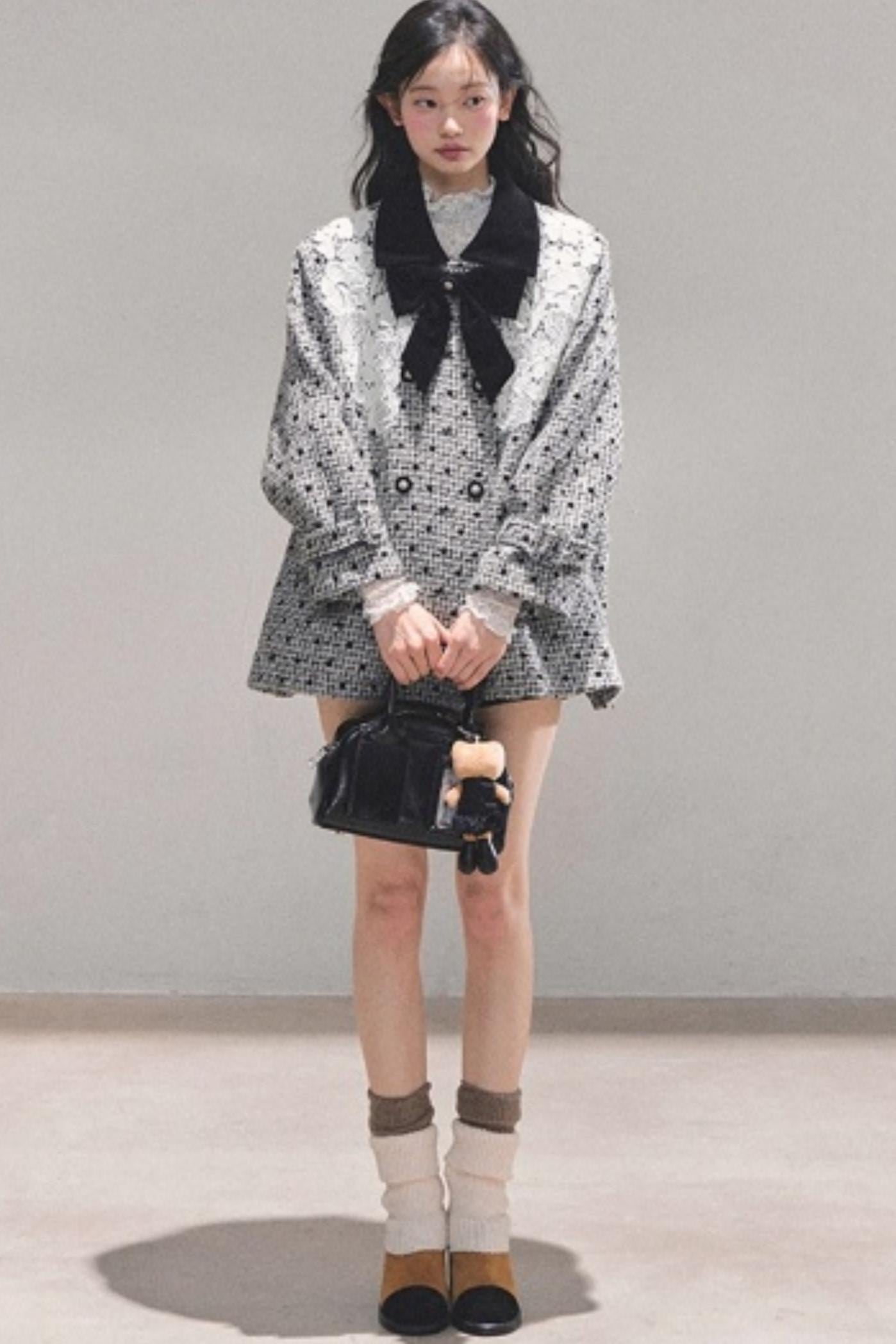 Lace Plaid Winter Coat