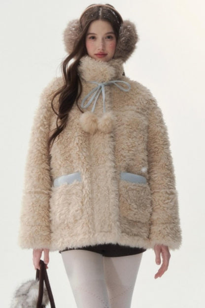 Pink and Blue Reversible Fur Coat