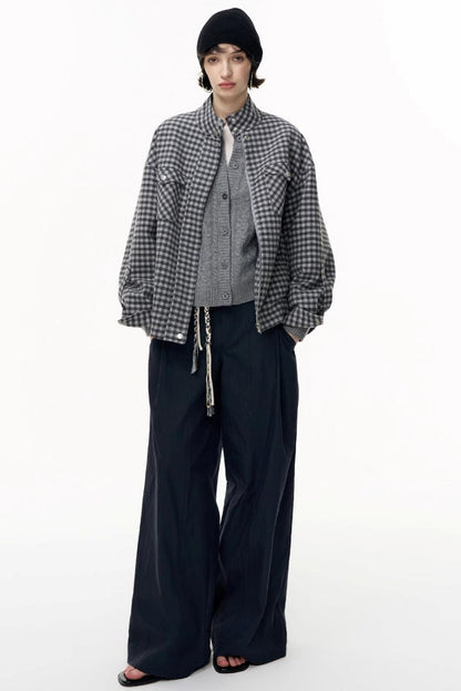 Gray Wool Knitted Cardigan