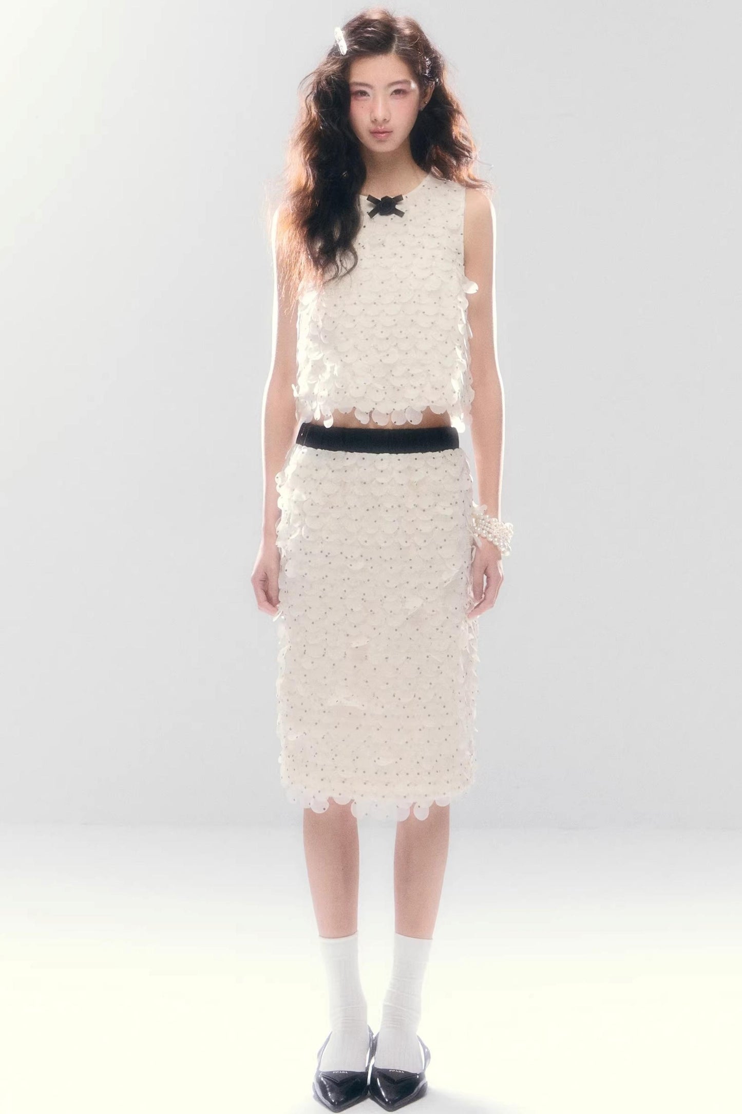 French Polka Dot Chiffon Matching Set