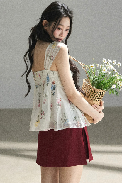 Embroidered Chiffon Summer Top