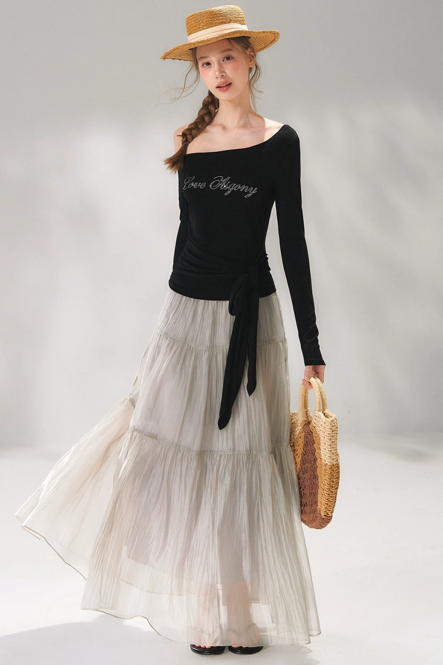 Rhinestone Embellished One-Shoulder Top
