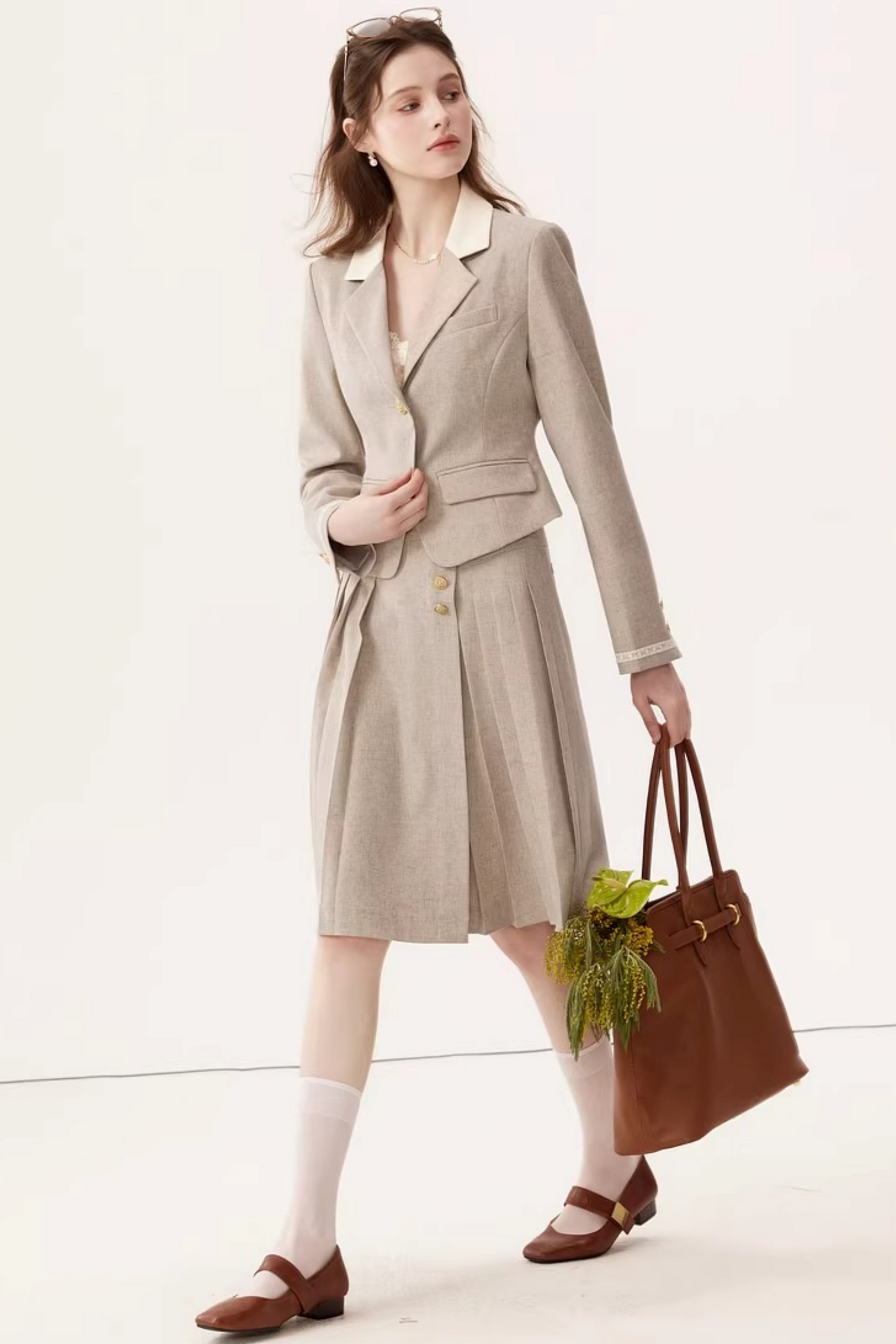 Color-Block Linen Skirt Set-Up