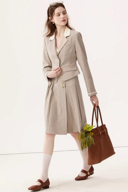 Color-Block Linen Skirt Set-Up