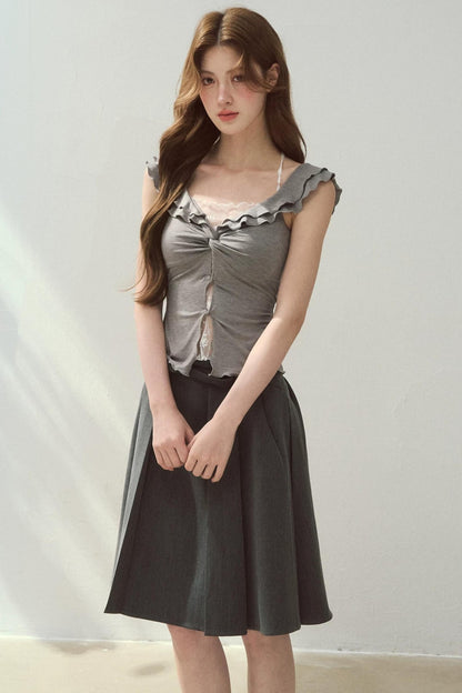 Two-Tone Ruffled Blouse