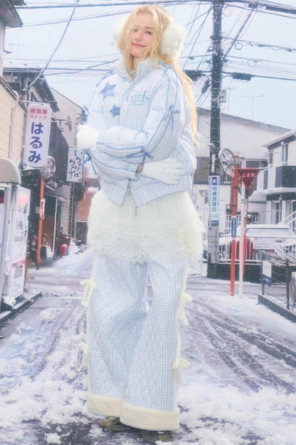 Blue Plaid Padded Jacket