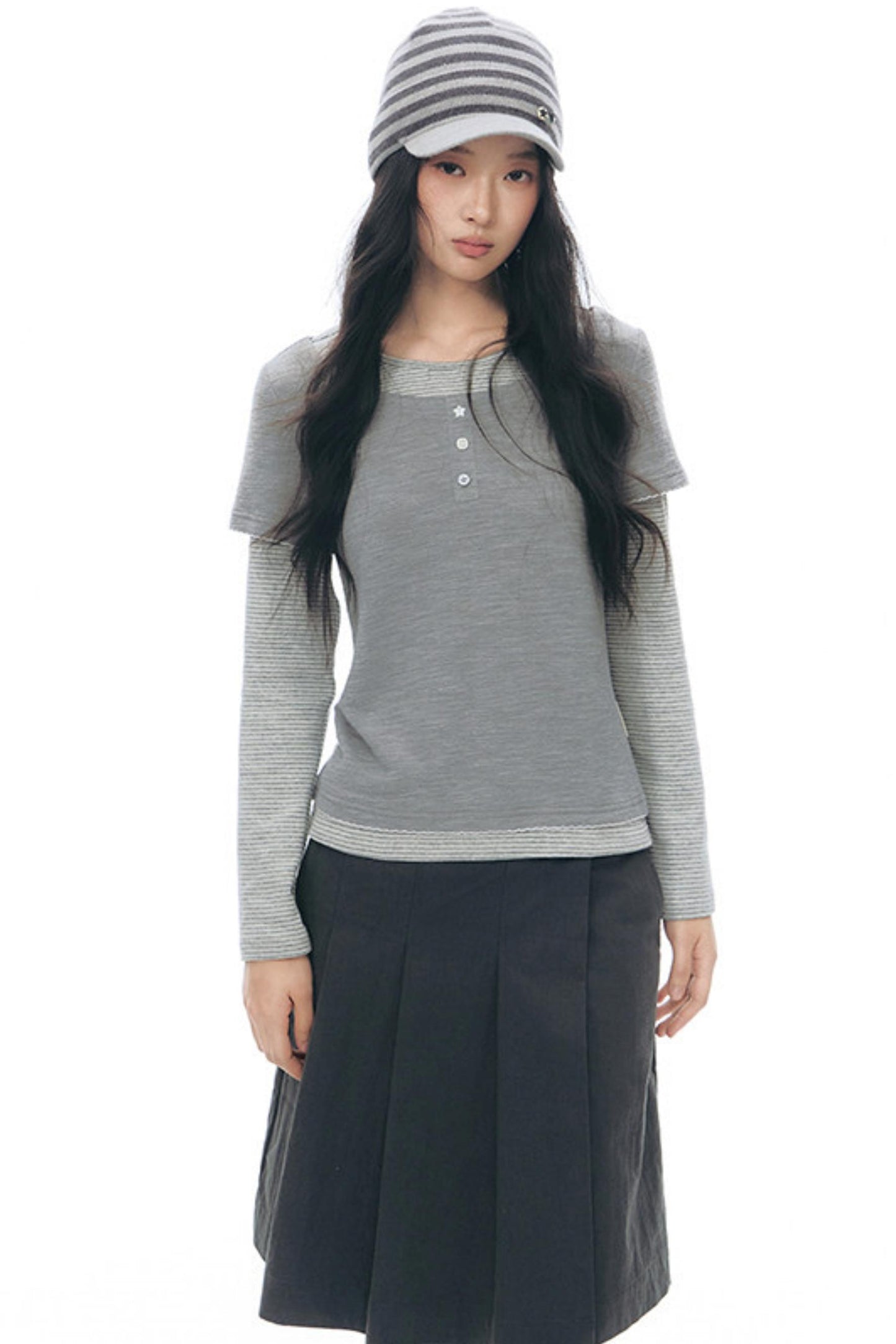 Striped Knit Baseball Cap