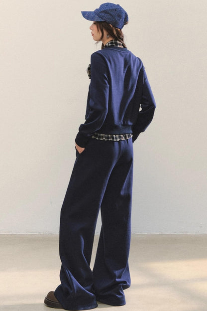 Plaid Sweatshirt Trousers Set-Up