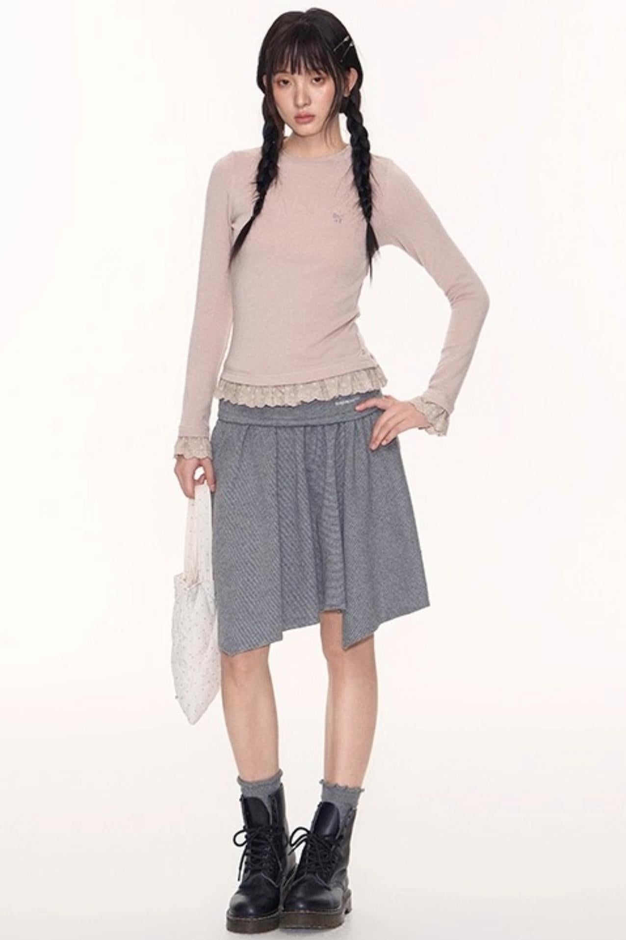 Lace Embroidery Slim Top