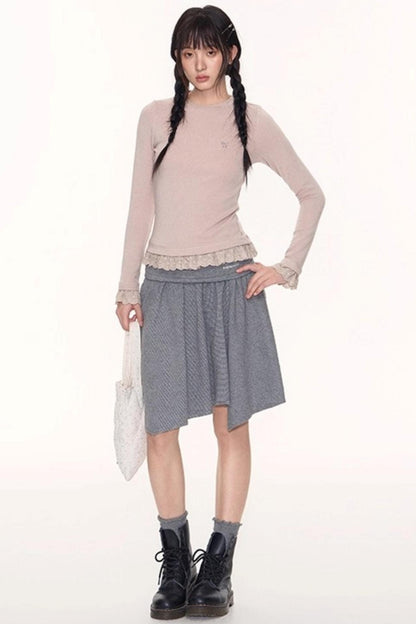 Lace Embroidery Slim Top