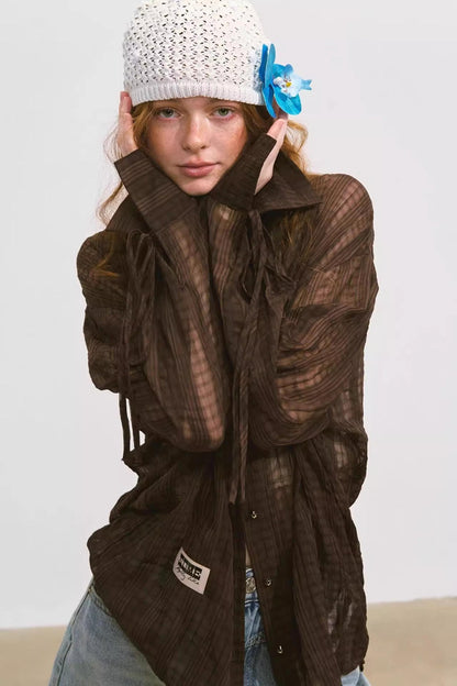 Plaid Mesh Summer Shirt Jacket