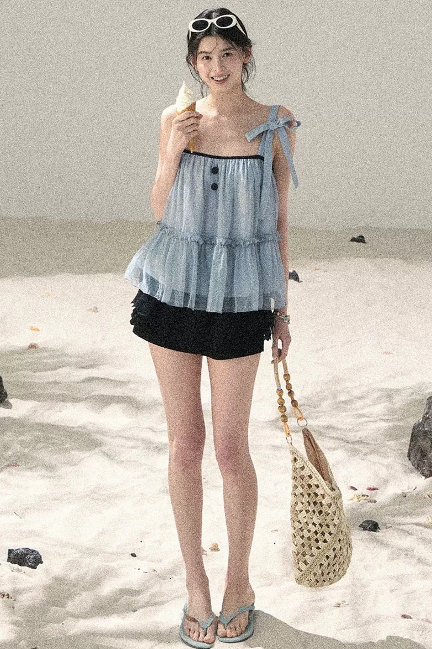 French Chiffon Mesh Top