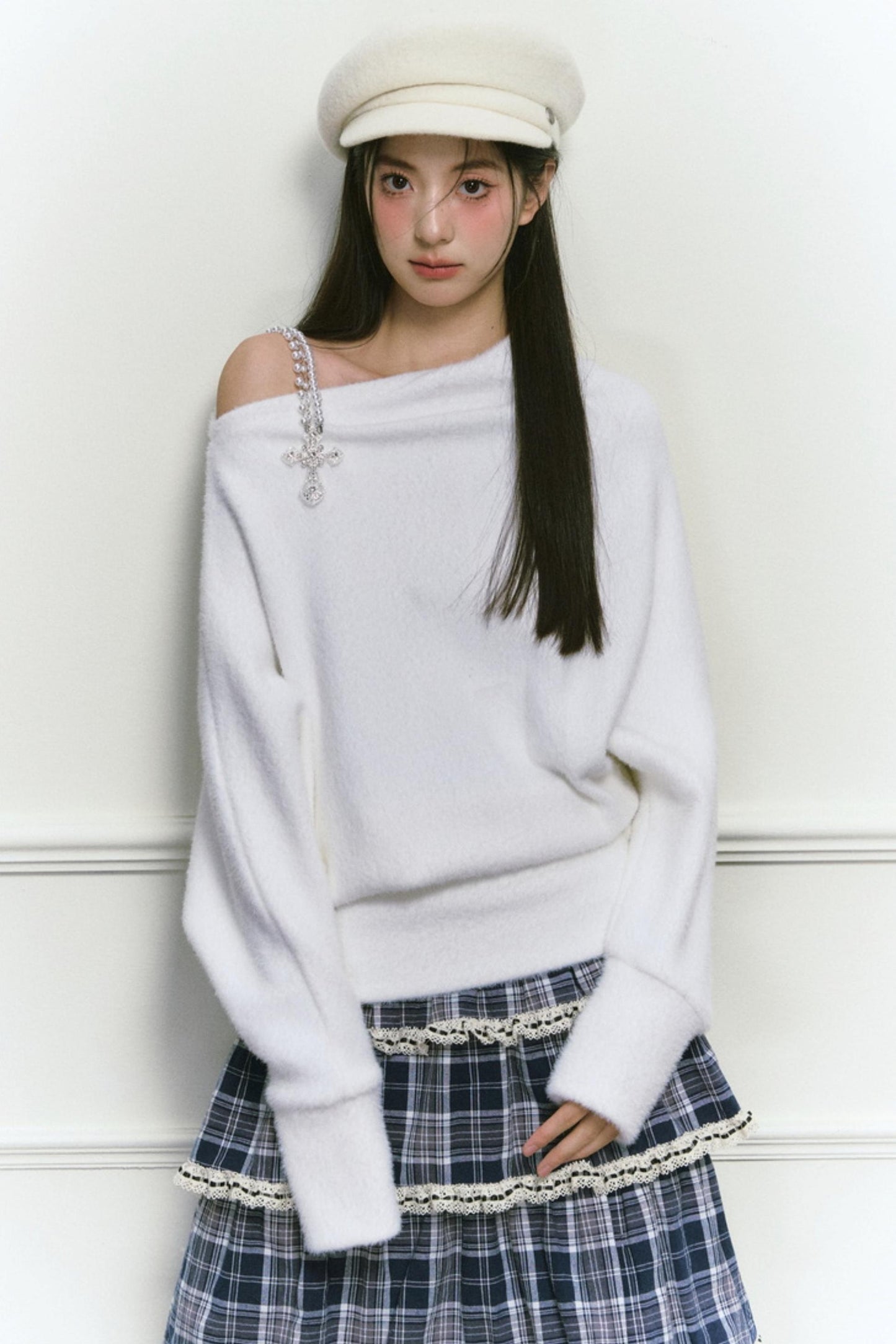White Foaminck Slouch Sweater
