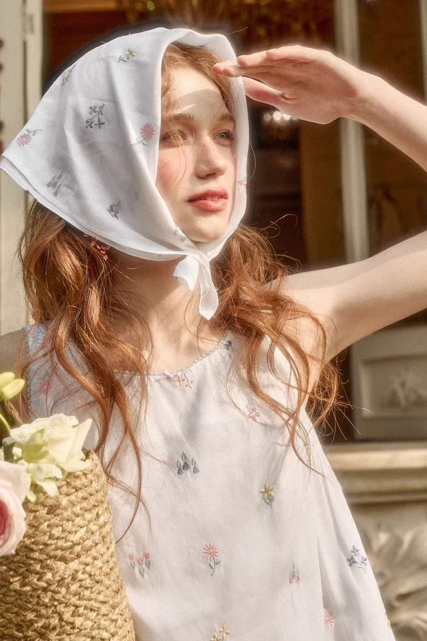 Linen Embroidered Blouse Set-Up