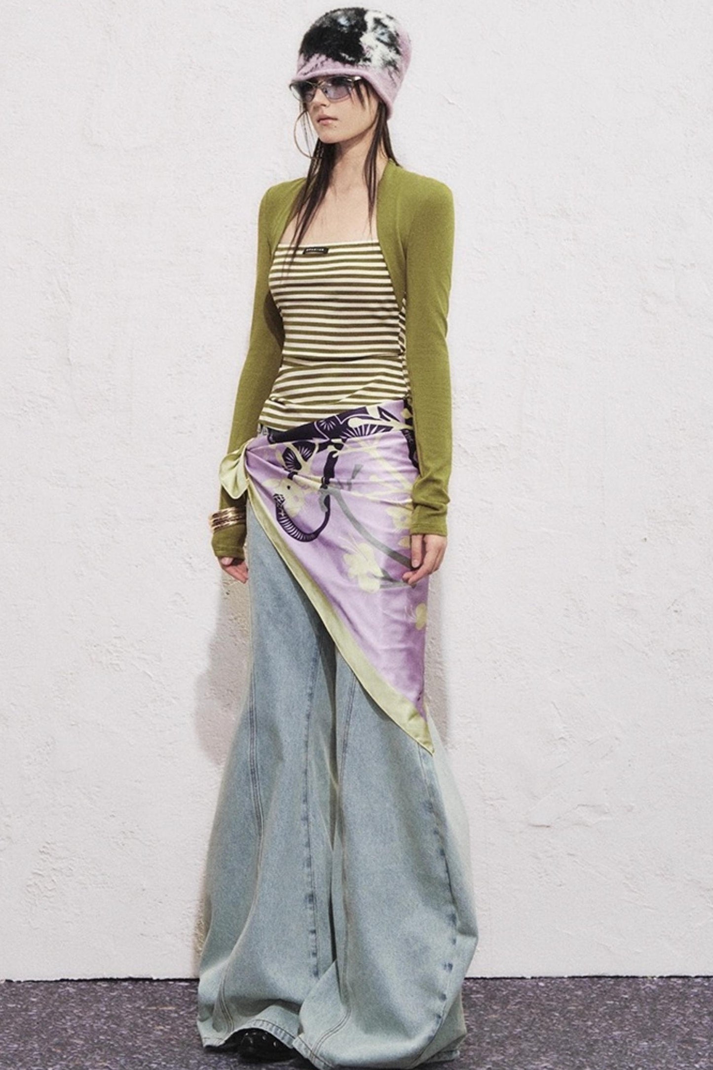 Fake Two Slimming Striped Knit Top