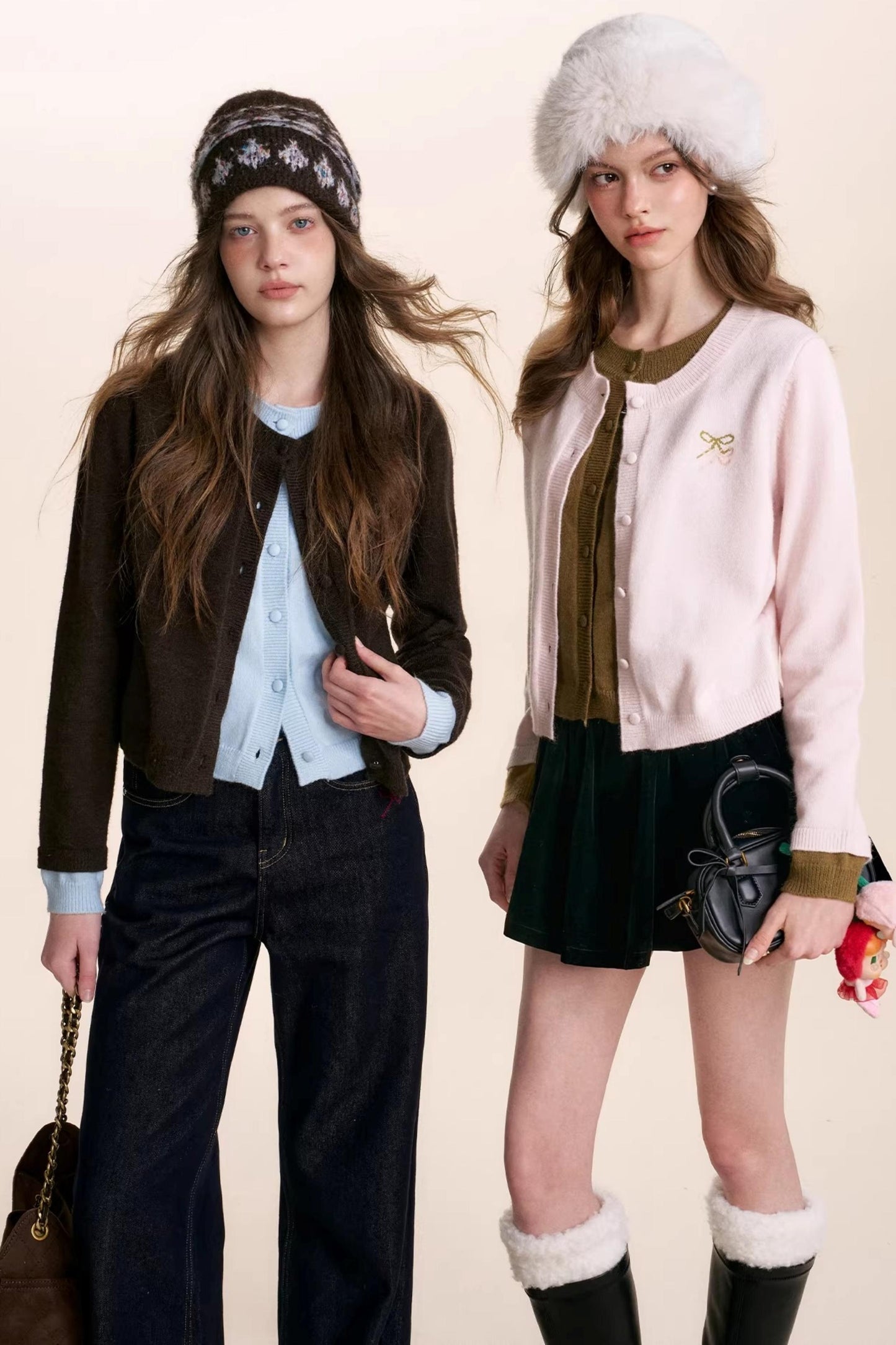 Wool Blend Color-Blocked Cardigan