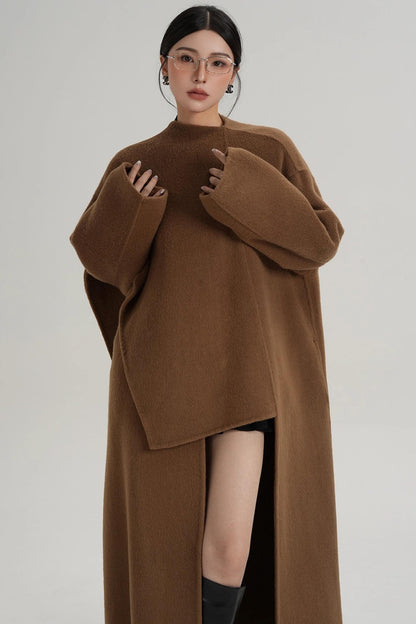 High-End Shawl Collar Wool Long Coat