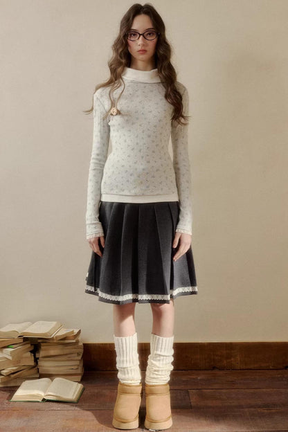 Floral Knit Long-Sleeve Top