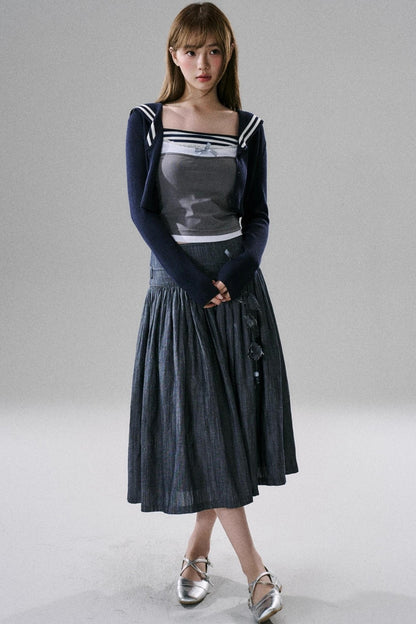 Soft Floral Belted Summer Skirt