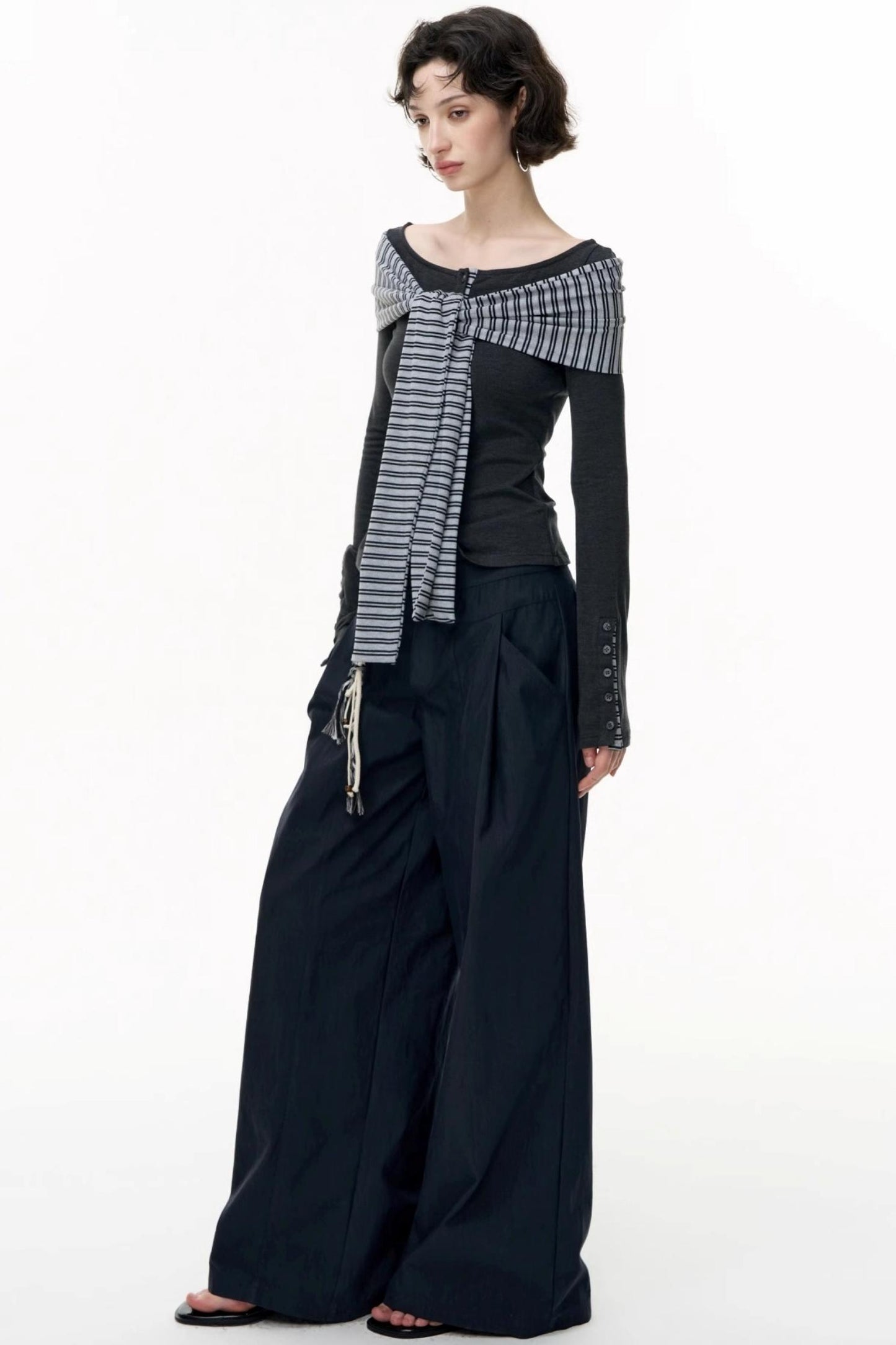 Off-the-Shoulder Striped Tops