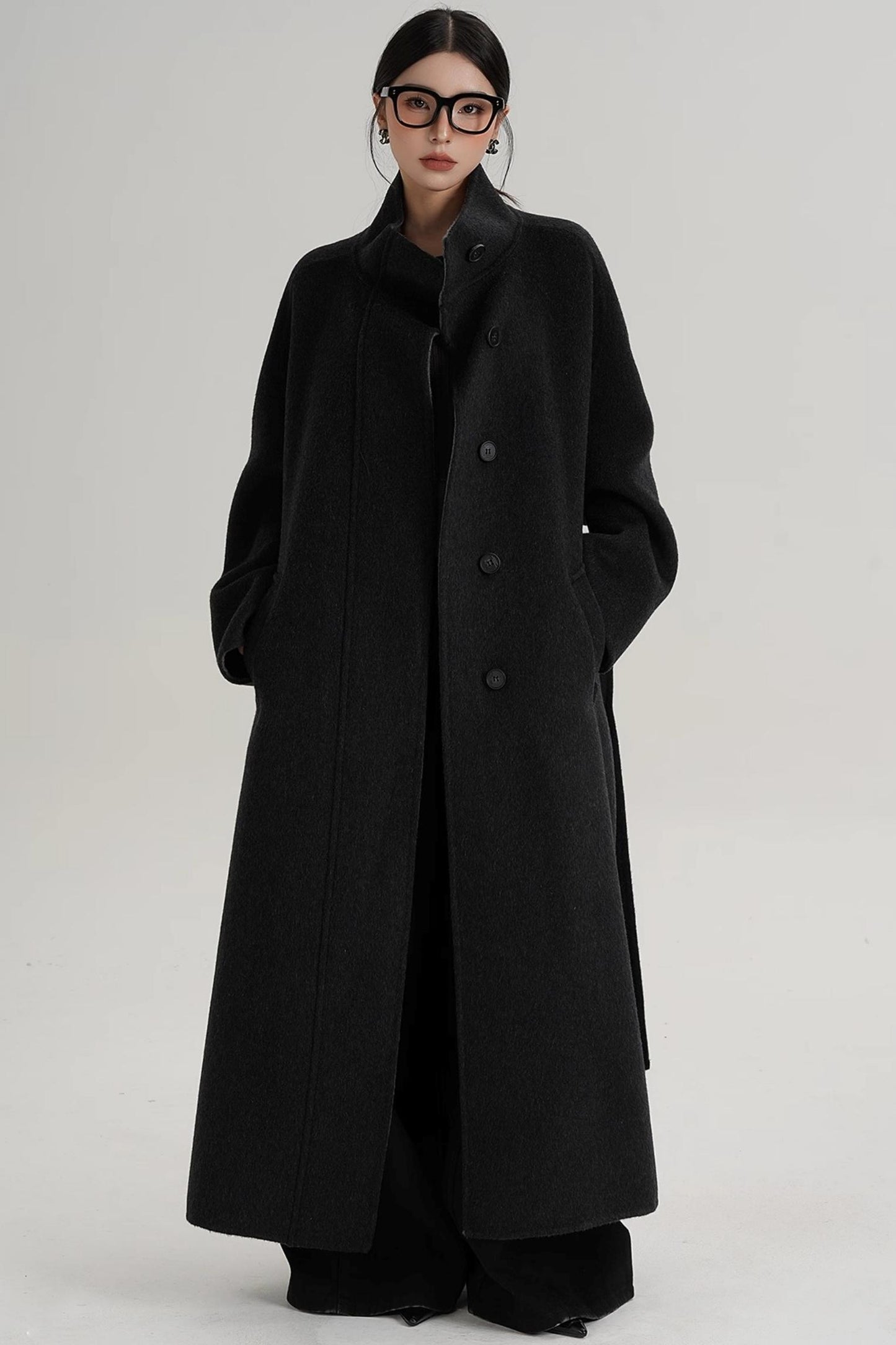 Casual Double-Sided High Neck Wool Coat