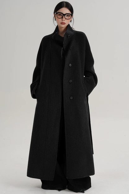 Casual Double-Sided High Neck Wool Coat