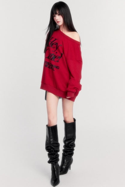 Loose Fleece Long-Sleeved Sweatshirt