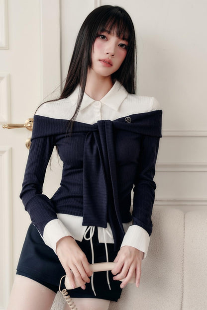 Slimming Knit Top With Skirt Set-Up