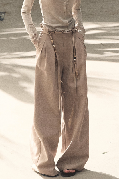 Lange Hose aus plissiertem Mikro-Samt