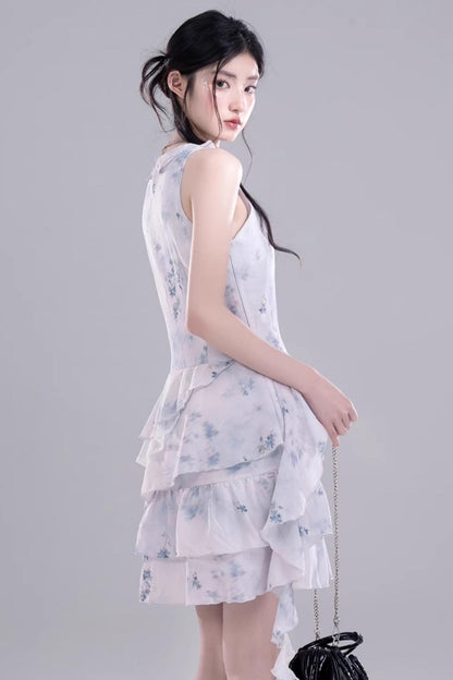 Fluid Floral Cascade Dress