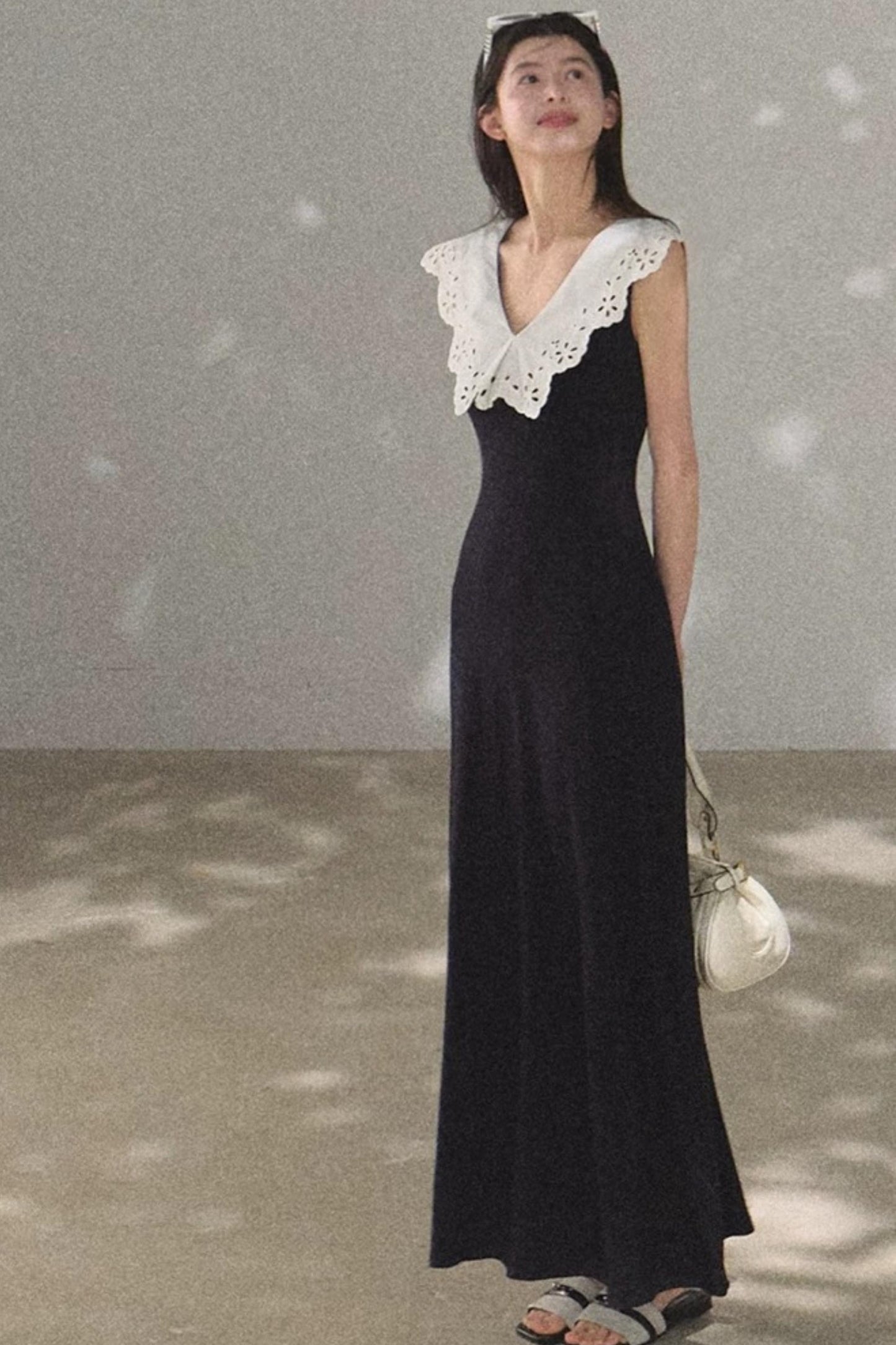 Cotton Sleeveless Backless Waist-cinching Dress