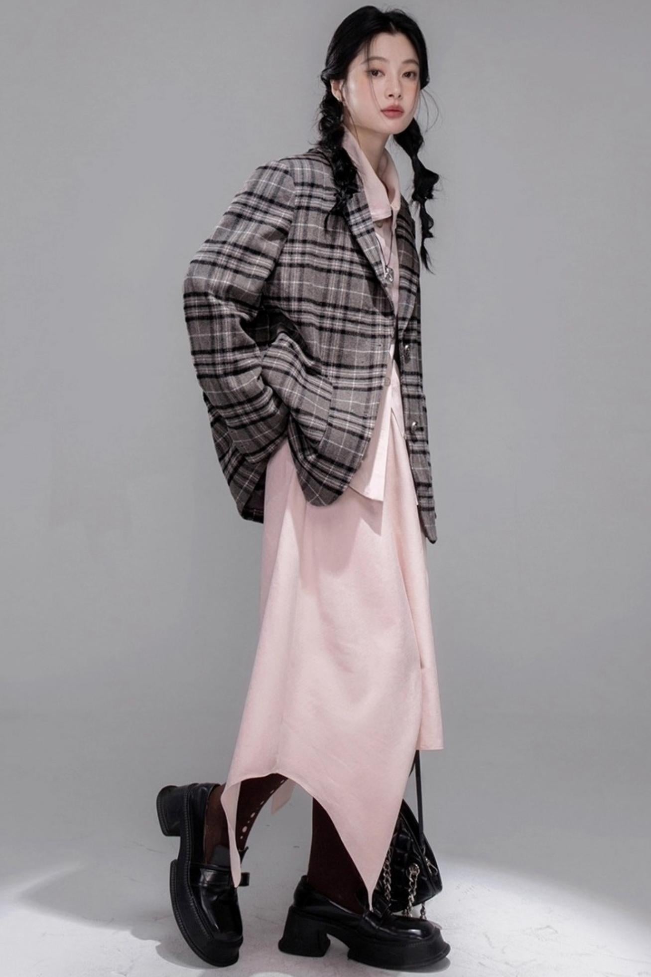 Gray Patchwork Tweed Jacket