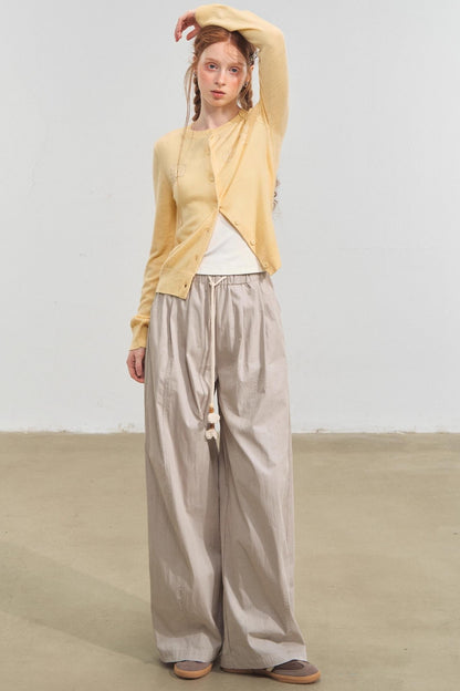 Wide-Leg Scimitar Pants
