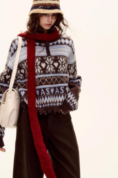 Fair Isle Knit Cardigan Set-Up