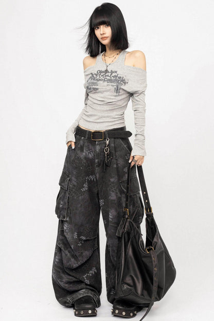 Swing Collar Design Slim T-Shirt