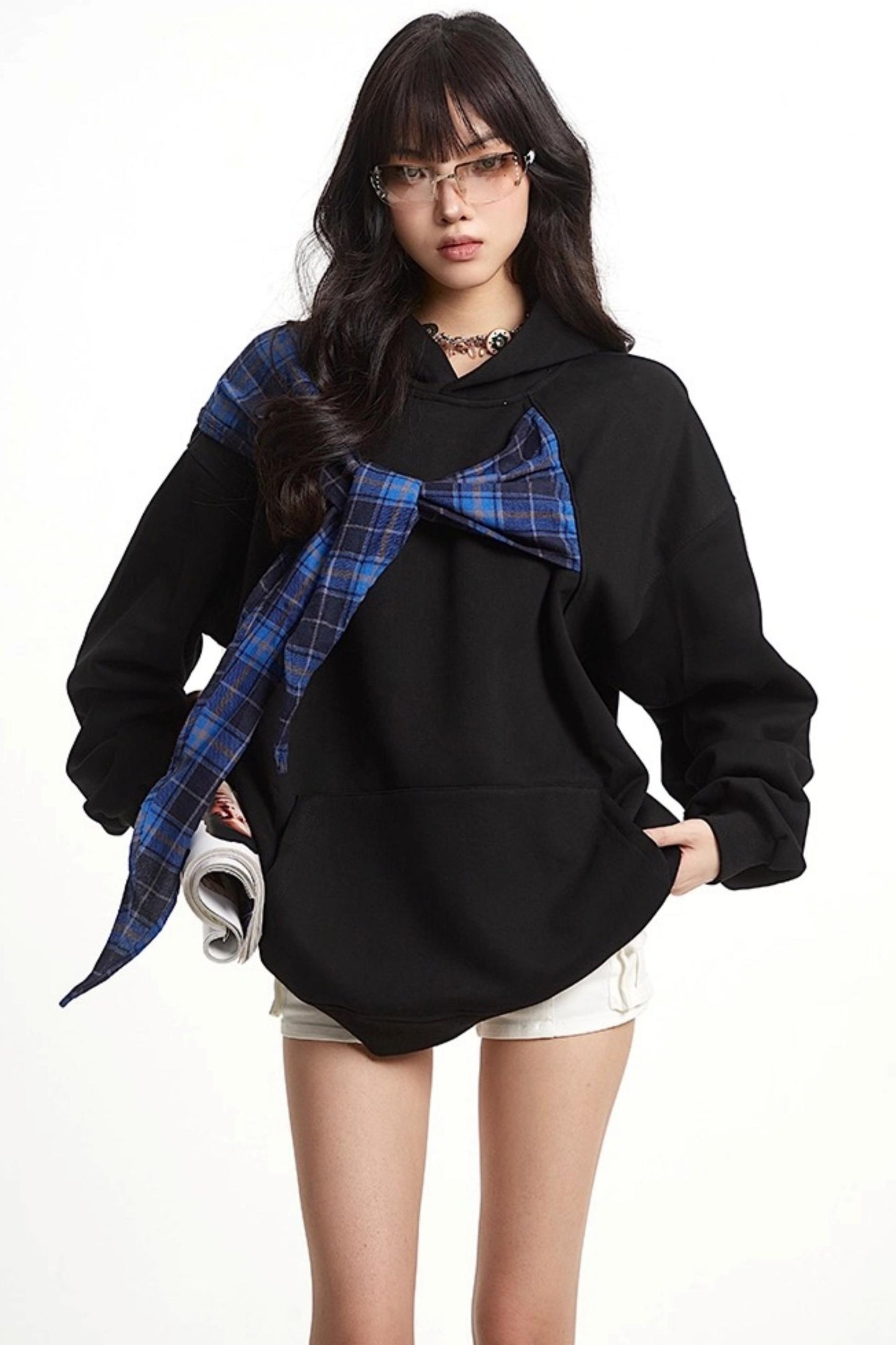 Vintage Plaid Loose Long Sleeve Sweatshirt