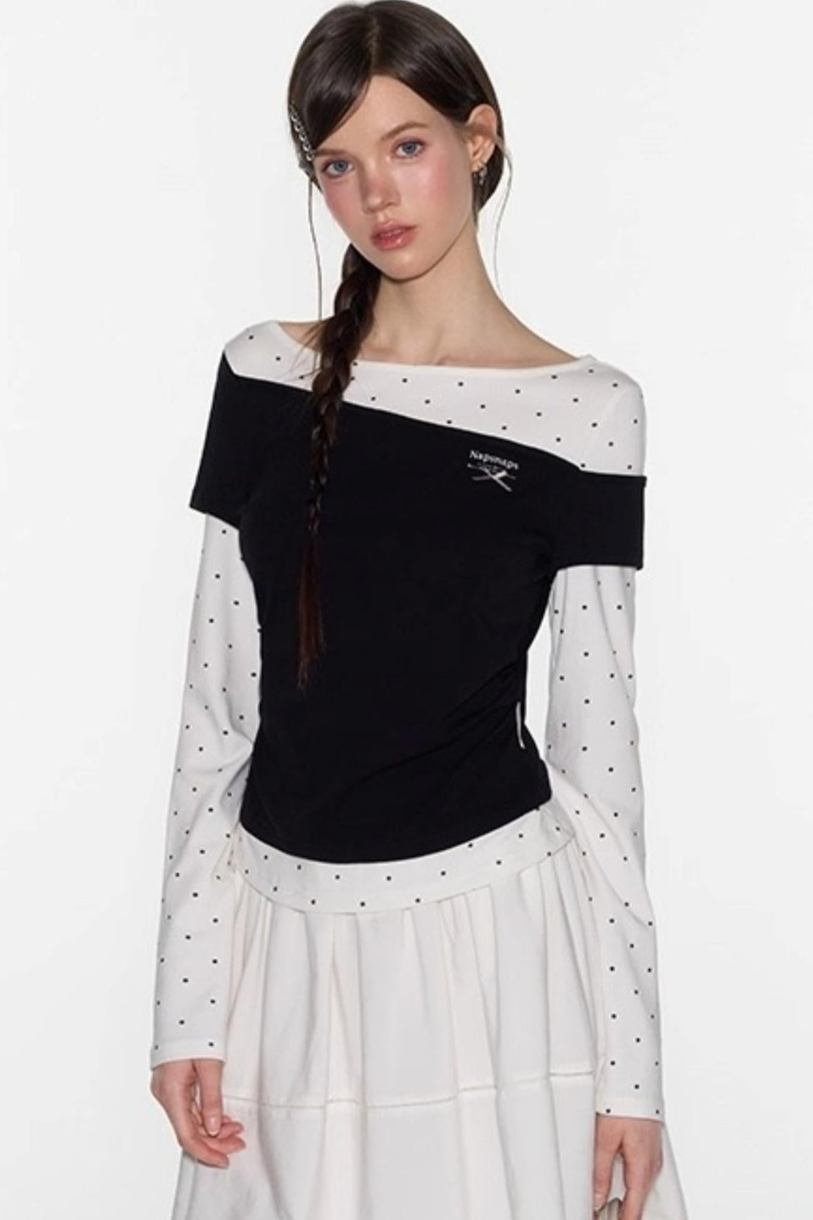 Slim Patchwork Long-sleeved Top