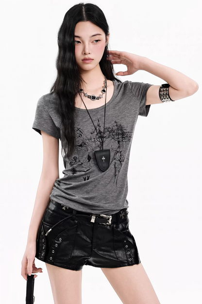 Dunkelgraues Buchstaben-Oberteil