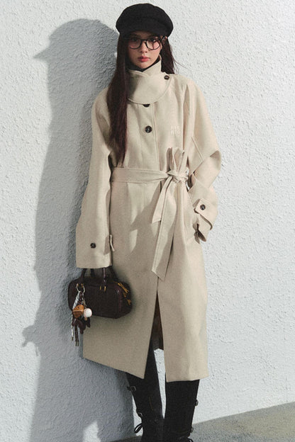 Chic Solid Color Trench Coat