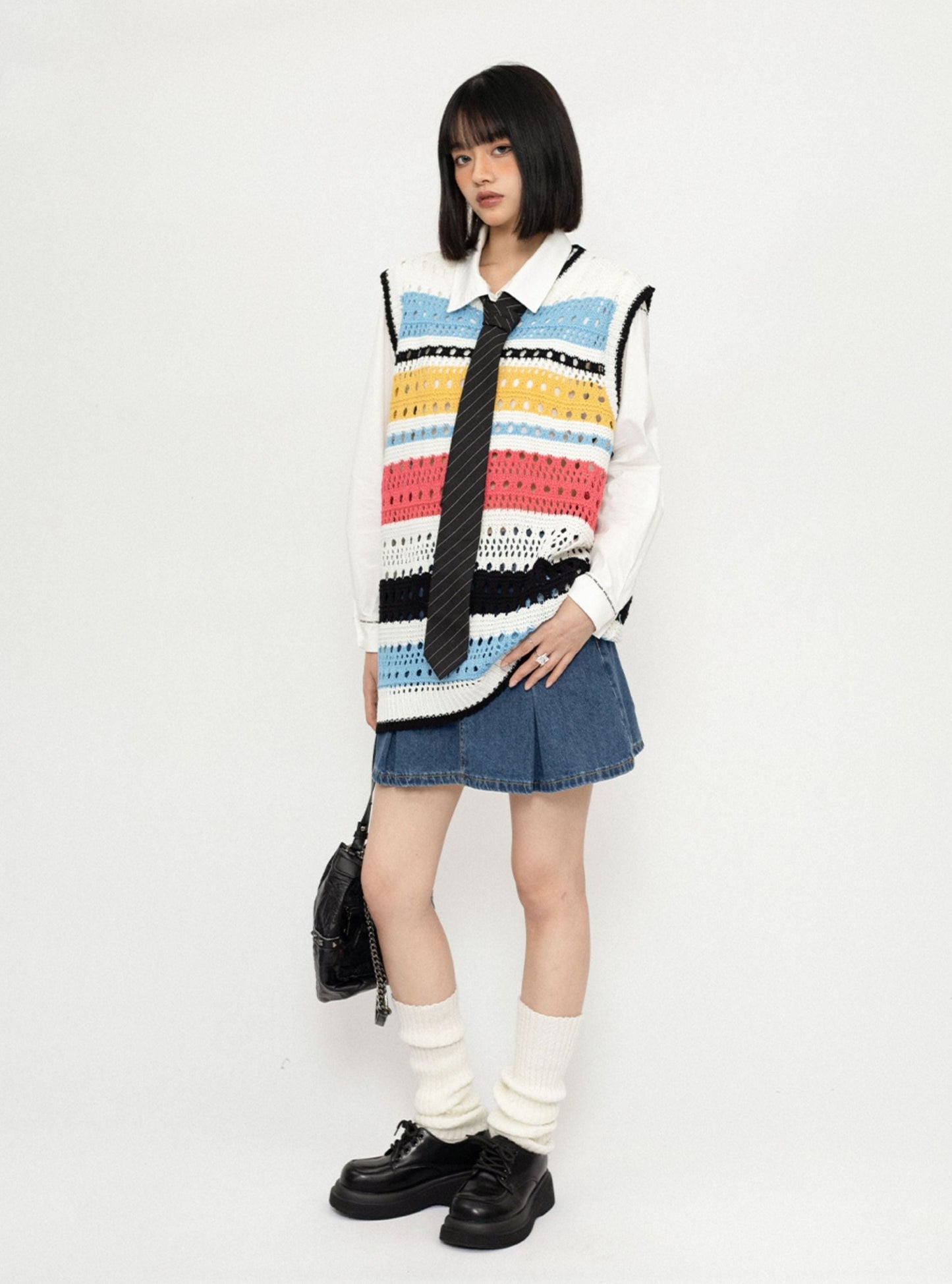 Korean high waisted denim skirt