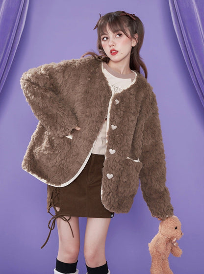 Imitation fur loose coat