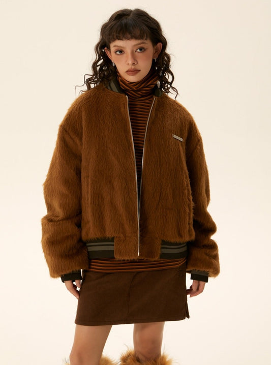 American retro woolen padded jacket