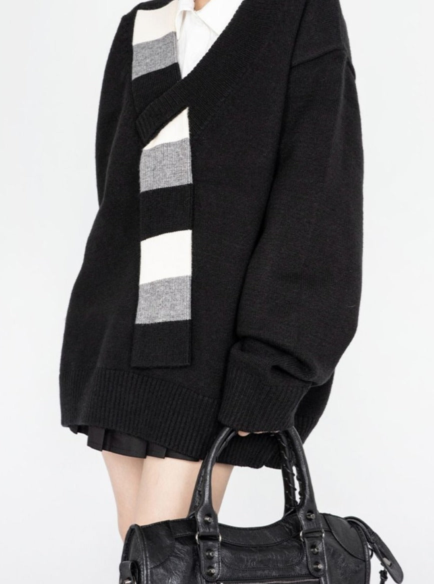 V-neck sweater pullover knit jacket