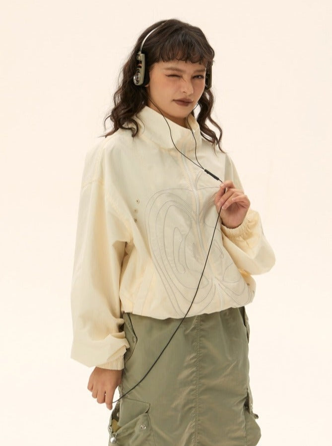 American loose cropped stand collar jacket